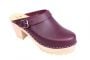 Lotta From Stockholm High Clog with Tractor Sole and moveable strap in aubergine leather