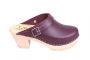 Lotta From Stockholm High Clog with Tractor Sole and moveable strap in aubergine leather side 2