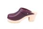 Lotta From Stockholm High Clog with Tractor Sole and moveable strap in aubergine leather rev side