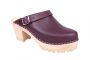 Lotta From Stockholm High Clog with Tractor Sole and moveable strap in aubergine leather main