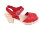 Lotta From Stockholm Peep Toe in Steel Red Leather Side 2