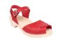 Lotta From Stockholm Low Heel Peep Toe Clog in Red Leather Main