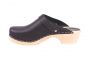 Classic Black Leather Clogs with Strap rev side