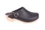 Classic Black Leather Clogs with Strap side 2