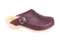Classic Aubergine Leather Clogs with Strap side 2