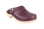 Classic Aubergine Leather Clogs with Strap main