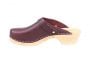Classic Aubergine Leather Clogs with Strap rev side