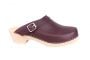 Classic Aubergine Leather Clogs with Strap side