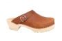 Classic Brown oiled nubuck clogs with strap and tractor sole side