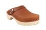 Classic Brown oiled nubuck clogs with strap and tractor sole main