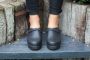 high heel clogs black with black