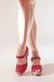 Peep Toe Clogs Red Leather