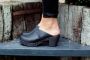 high heel clogs black with black