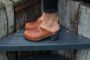 High Heel Classic Clog Brown Oiled Nubuck with Black Sole 