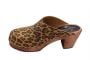 High Heel Classic Clog in Leopard with Brown Base