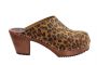 High Heel Classic Clog in Leopard with Brown Base