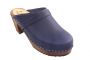 High Heel Classic Clog Navy Brown Base with Strap