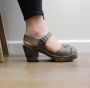 Peep Toe Clogs Taupe Oiled Nubuck Leather on Brown Base Seconds