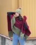 Powder Jess Poncho in Berry and Pea Green