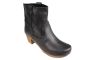 Sanita Juna Wooden Clog Boot in Embossed Leather Black