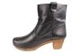 Sanita Juna Wooden Clog Boot in Embossed Leather Black