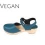 Vegan Greta Low Wood Clogs Teal Vegan Leather