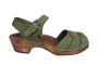 Low Peep Toe Green Oiled Nubuck on Brown Base Seconds