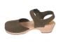 Low wood women's clogs in olive on a natural wooden clogs base by Lotta from Stockholm