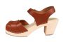 Lotta From Stockholm Peep Toe Clog in Tan Leather rev side 2