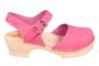 Pink Oiled Nubuck Women's clogs with a wooden base and tractor sole by Lotta from Stockholm