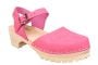 Pink Oiled Nubuck Women's clogs with a wooden base and tractor sole by Lotta from Stockholm