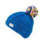 Kusan Thick Knit Moss Yarn Bobble Hat in Blue