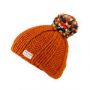 Kusan Thick Knit Moss Yarn Bobble Hat in Orange 