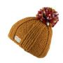 Kusan Thick Knit Moss Yarn Bobble Hat in Caramel 