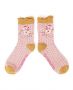 Skiing Mice Ankle Socks in Pink