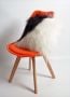 Sheepskin Cushion Long Spotted with Fabric