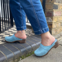 Elsa Classic in Blue Stain Resistant Nubuck on Brown Base Seconds