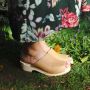 Berit Low Open Clog in Fawn Oiled Nubuck Leather Seconds