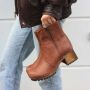  Lotta's Britt Clog Boots in Brown Leather