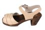 womens clogs shoes high heels in Palomino leather on a brown clogs wooden base peep toes by Lotta from Stockholm