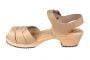 womens clogs shoes low peep toes in Palomino leather on natural wooden clogs base by Lotta from Stockholm