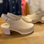 Womens slingbacks high heels clogs in Palomino Leather on a natural wooden clogs base by Lotta from Stockholm