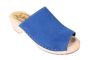 Womens mules clogs in Lazuli blue oiled nubuck leather with a natural wooden clogs base by Lotta from Stockholm