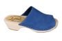 Womens mules clogs in Lazuli blue oiled nubuck leather with a natural wooden clogs base by Lotta from Stockholm