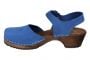 clogs shoes wooden clogs for women in lazuli blue with brown clogs base and low heel by Lotta from Stockholm