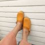 Classic Yellow Oiled Nubuck Clogs with Strap 