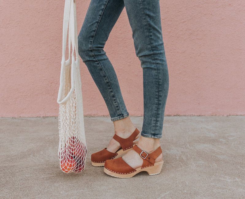 Lotta From Stockholm Low Wood Clogs in Brown Oiled Nubuck