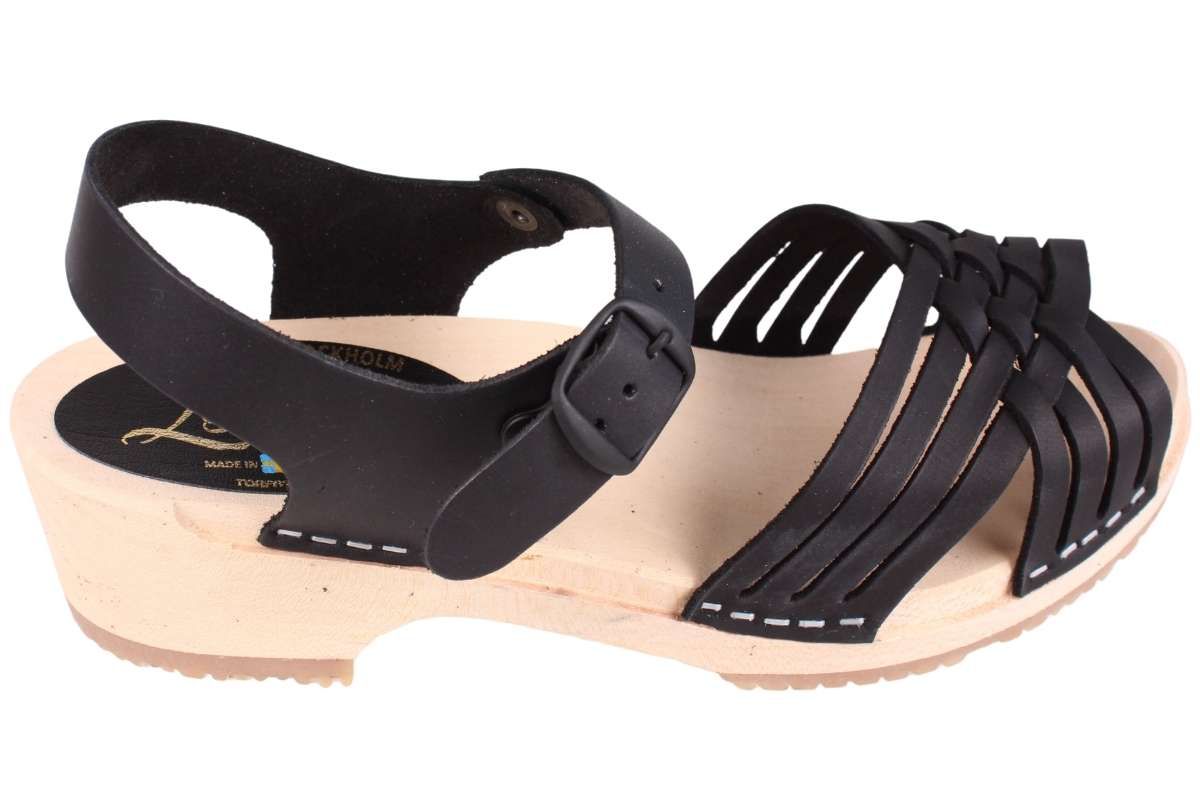 Matilda Low Braided Clogs in Black Oiled Nubuck Leather Seconds