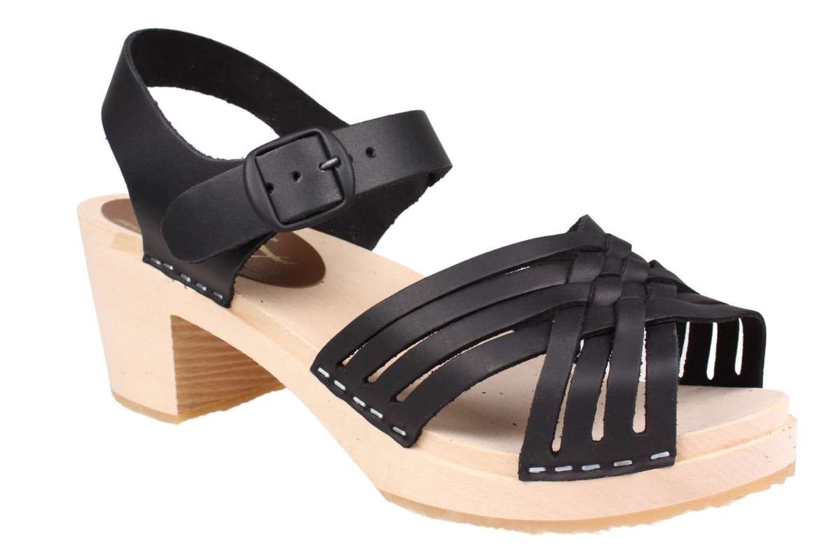 Matilda Braided Clogs in Black Oiled Nubuck Leather Seconds