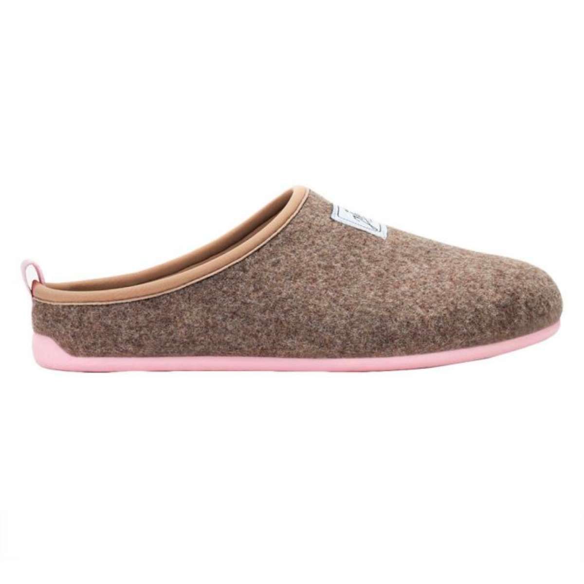 Mercredy Mule Slippers in Taupe and Pink